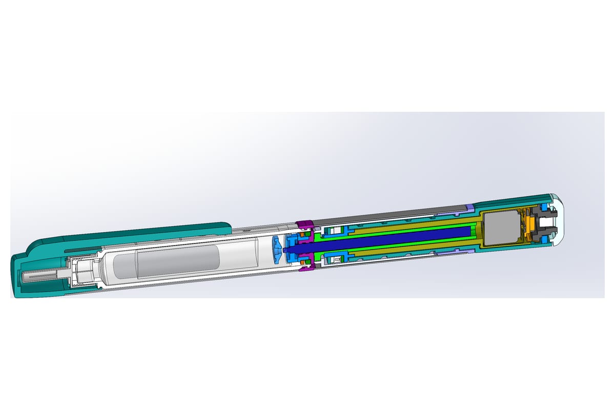 CAD cross-section of a drug-delivery pen device